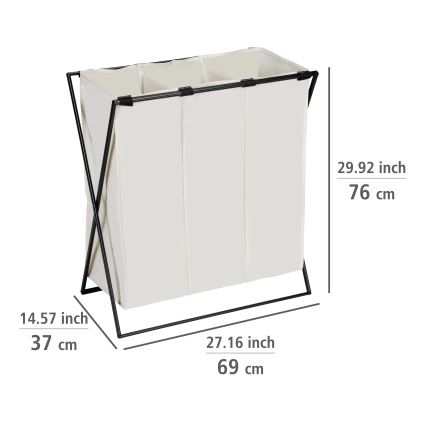 WENKO 71298800 - Cesto portabiancheria TRIO 69x76 cm crema/nero