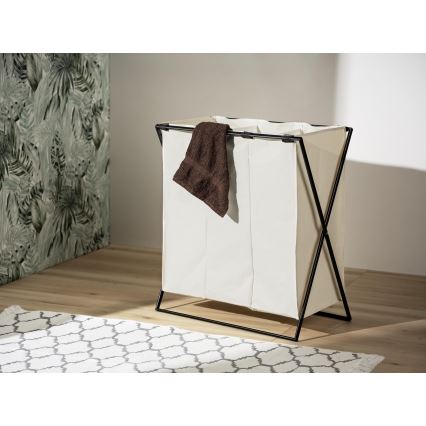 WENKO 71298800 - Cesto portabiancheria TRIO 69x76 cm crema/nero