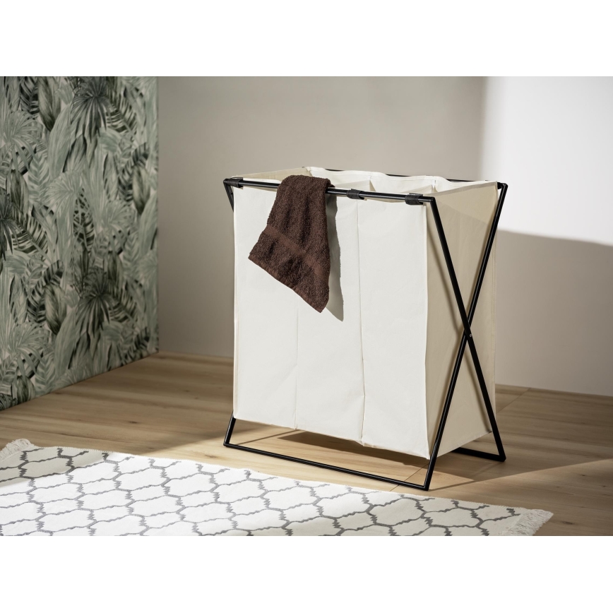 WENKO 71298800 - Cesto portabiancheria TRIO 69x76 cm crema/nero