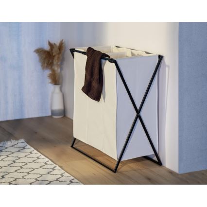WENKO 71298800 - Cesto portabiancheria TRIO 69x76 cm crema/nero
