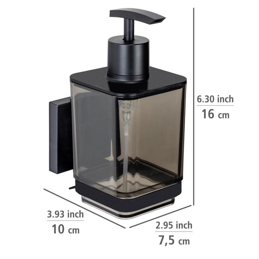 WENKO 71444800 - Dispenser per sapone VACUUM-LOC QUADRO ED 7,5x16 cm nero