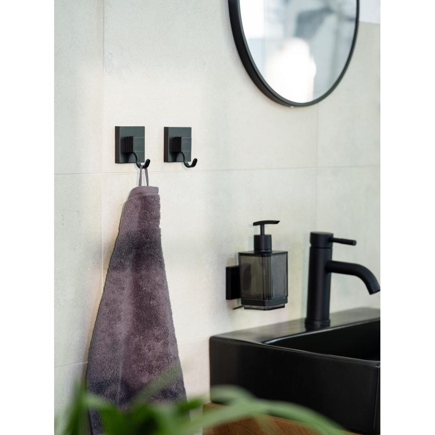 WENKO 71444800 - Dispenser per sapone VACUUM-LOC QUADRO ED 7,5x16 cm nero