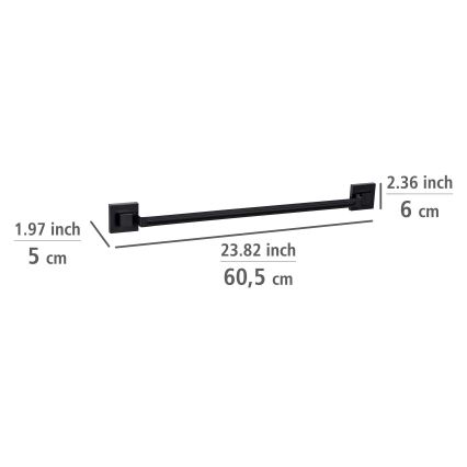 WENKO 71445800 - Barra porta asciugamani VACUUM-LOC QUADRO ED 60,5x6 cm nera