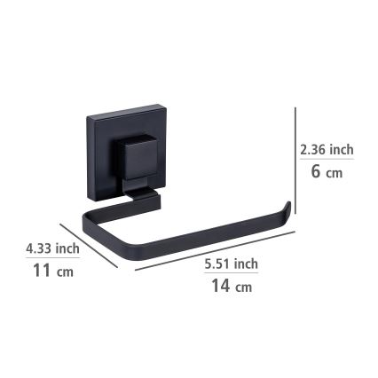 WENKO 71447800 - Porta rotolo per carta igienica VACUUM-LOC QUADRO ED 14x11 cm nero