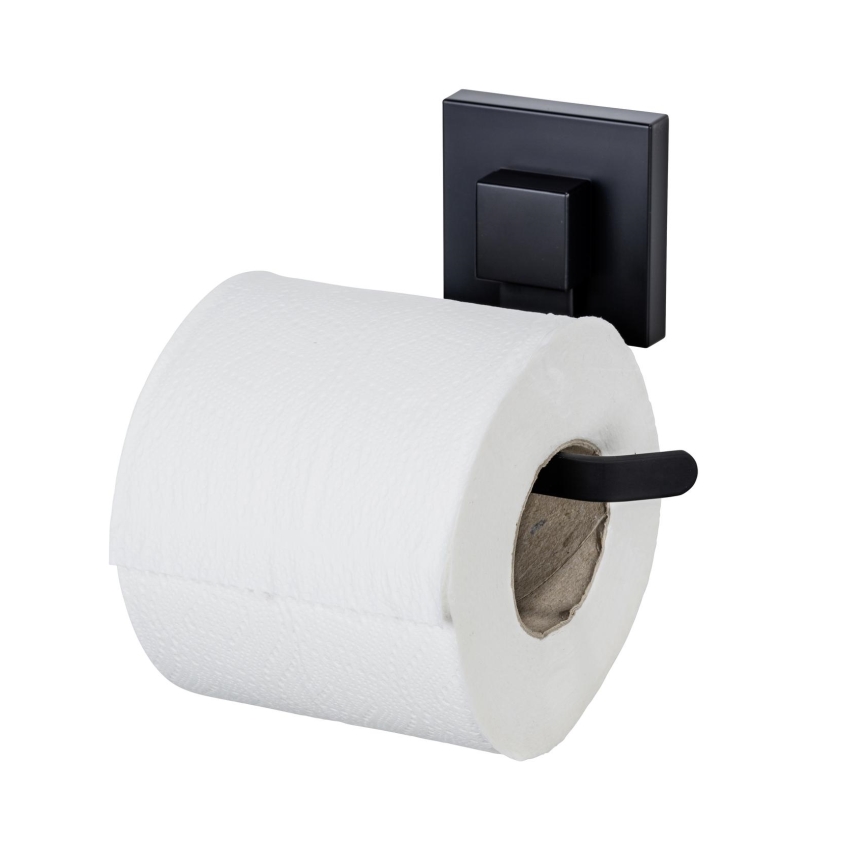 WENKO 71447800 - Porta rotolo per carta igienica VACUUM-LOC QUADRO ED 14x11 cm nero