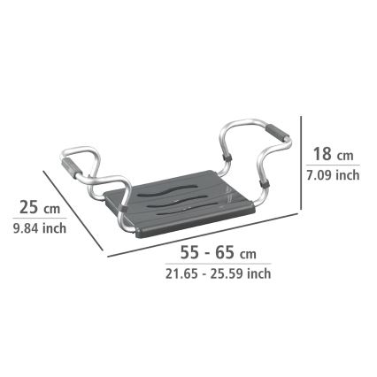 WENKO 73392500-Sedile Sicurezza in bagno 26x18 cm argento/antracite