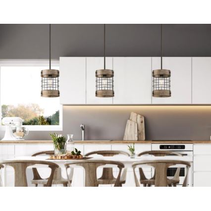 Westinghouse 61180 - Lampadario a sospensione con cavo LANGSTON 1xE27/60W/230V ø 19 cm pino