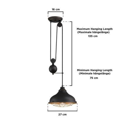 Westinghouse 61249 - Lampadario a sospensione con filo CHAVES 1xE27/60W/230V