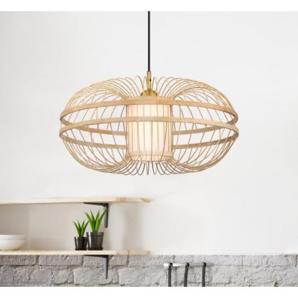 Westinghouse 61255 - Lampada a sospensione con cavo TULCEA 1xE27/60W/230V Ø 50 cm bambù