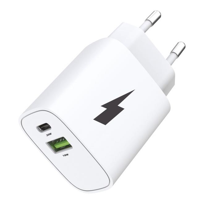 Winner Group - Adattatore a carica rapida 1xUSB-C + 1xUSB-A Power Delivery 20W bianco