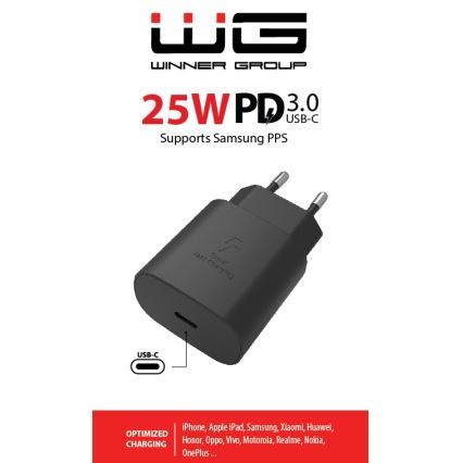 Winner Group - Adattatore a carica rapida 1xUSB-C Power Delivery 25W nero