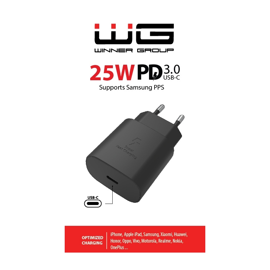 Winner Group - Adattatore a carica rapida 1xUSB-C Power Delivery 25W nero