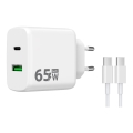 Winner Group - Adattatore a carica rapida 2xUSB PD 65W + Cavo USB USB-C / USB-C 1m