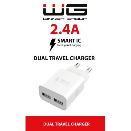 Winner Group - Adattatore di ricarica 2xUSB-A 12W bianco