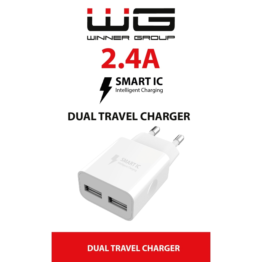 Winner Group - Adattatore di ricarica 2xUSB-A 12W bianco