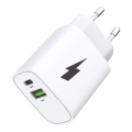 Winner Group - Adattatore di ricarica rapida 1xUSB-C + 1xUSB-A Power Delivery 20W bianco