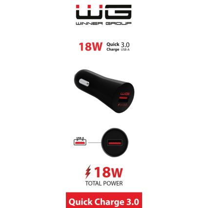 Winner Group - Caricabatterie da auto 1xUSB-A Power Delivery 18W nero