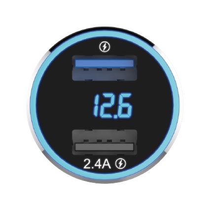 Winner Group - Caricabatterie da auto con un display 2xUSB-A Power Delivery 30W nero
