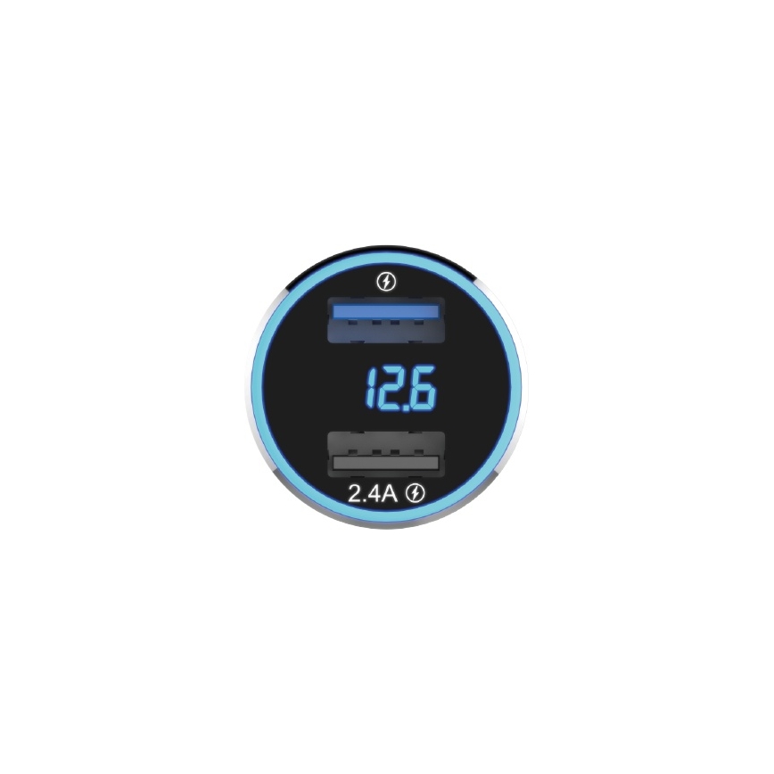 Winner Group - Caricabatterie da auto con un display 2xUSB-A Power Delivery 30W nero