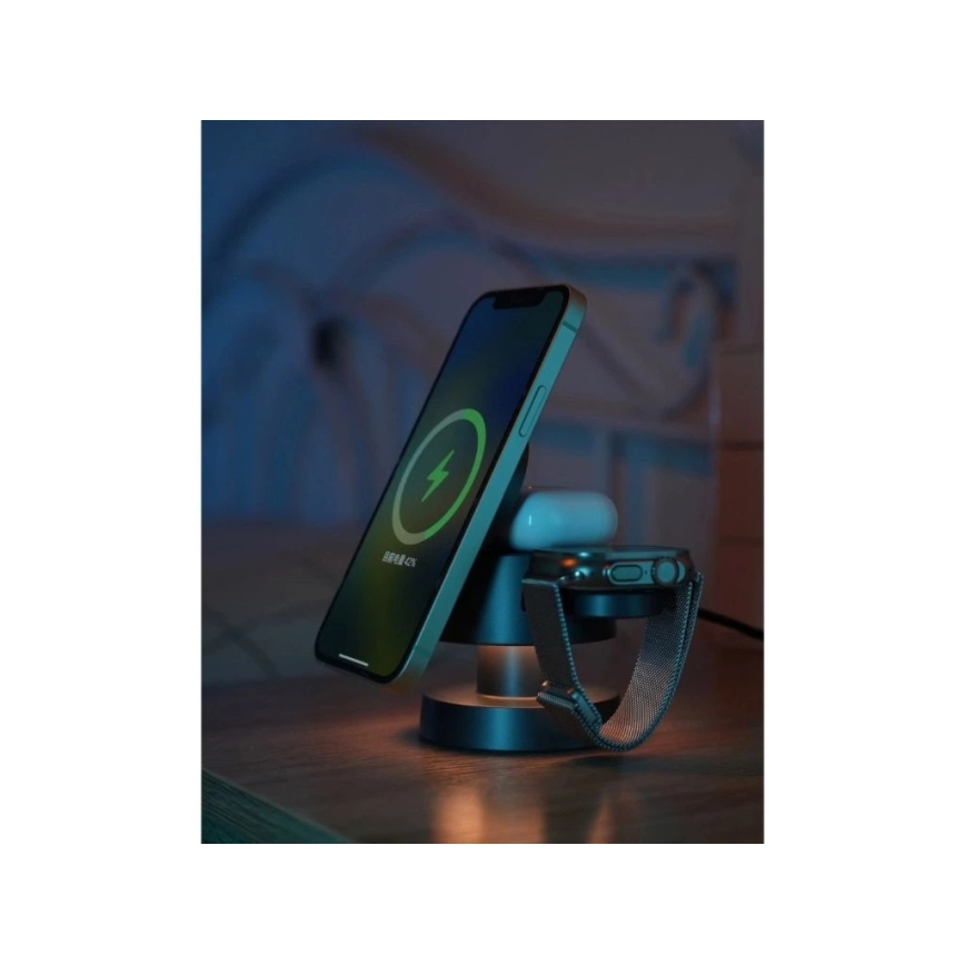 Winner Group - Caricabatterie wireless 4 in 1 MUSH8OOM 27W antracite