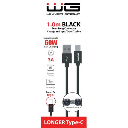 Winner Group - Cavo USB con connettore esteso USB-C / USB-A 1m nero