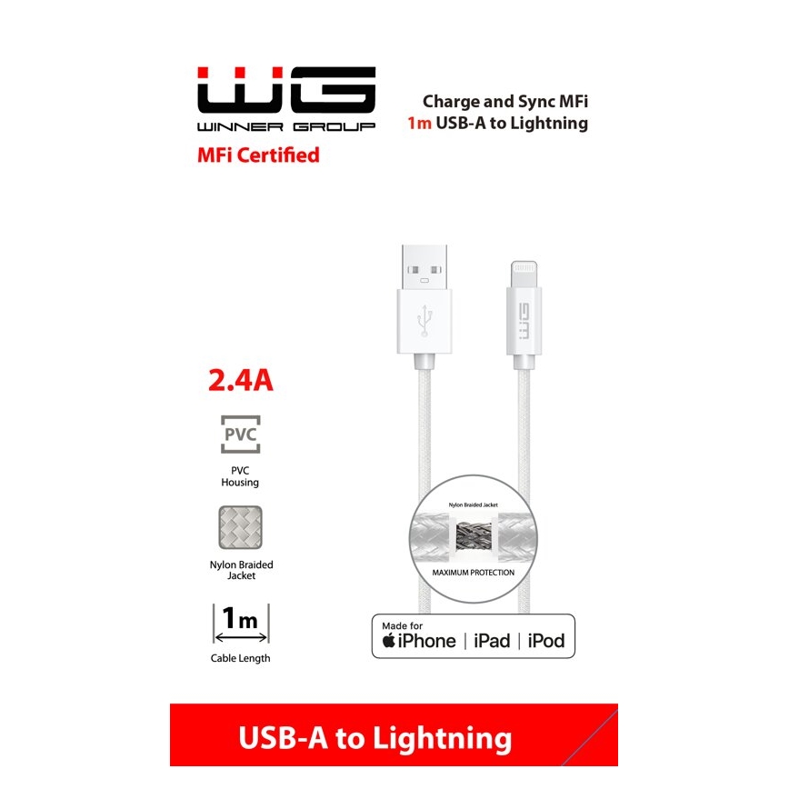 Winner Group - Cavo USB MFI Lightning / USB-A 1m bianco