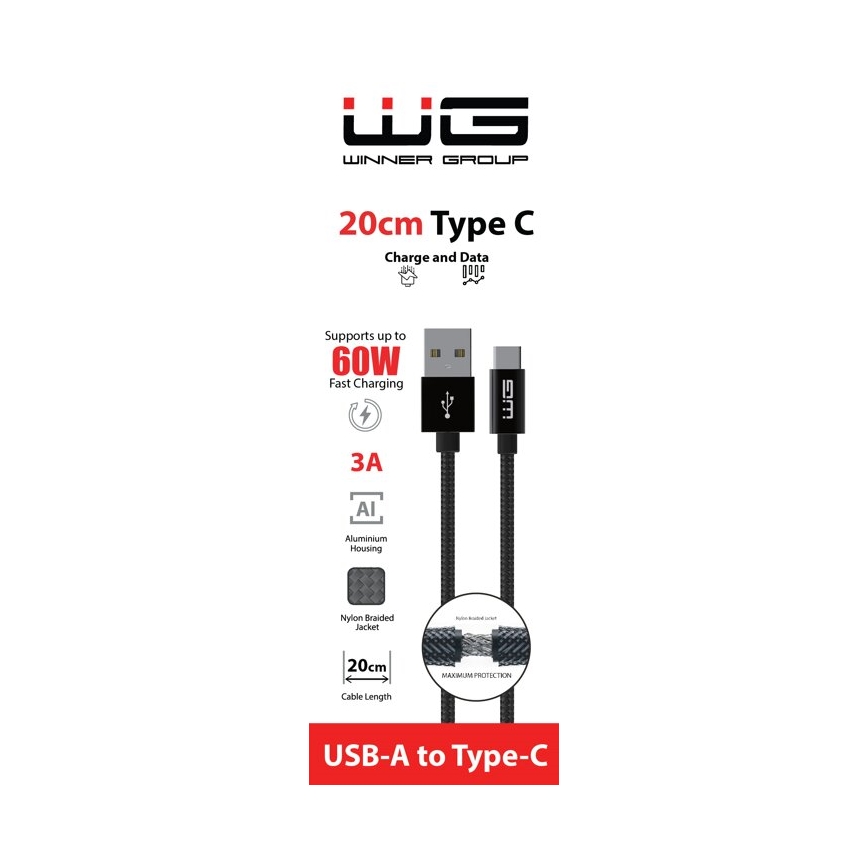 Winner Group - Cavo USB USB-C / USB-A 20cm nero