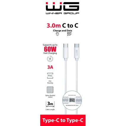 Winner Group - Cavo USB USB-C / USB-C 60W 3m bianco