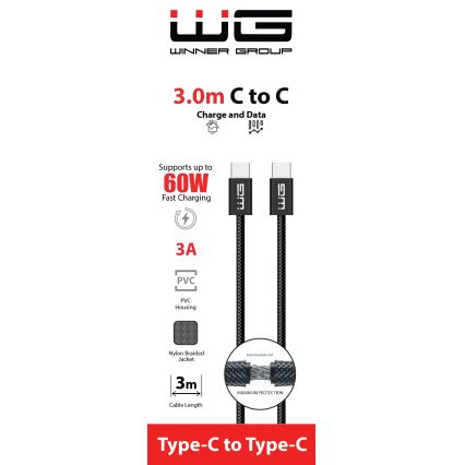 Winner Group - Cavo USB USB-C / USB-C 60W 3m nero