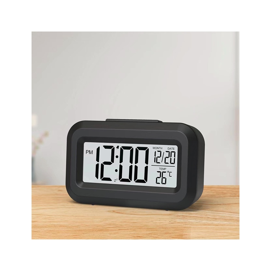 Winner Group - Orologio a sveglia con display LCD e termometro 2xAAA nero