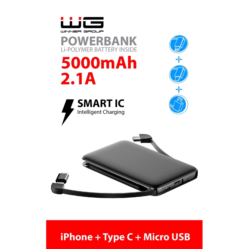 Winner Group - Power Bank 5000 mAh nero