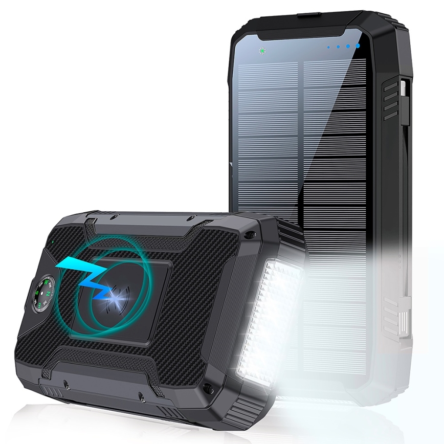 Winner Group - Power Bank con ricarica wireless e pannello solare 20000 mAh 20W PD