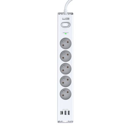 Winner Group - Protezione contro le sovratensioni 5Z + 2xUSB-A + 1xUSB-C bianco