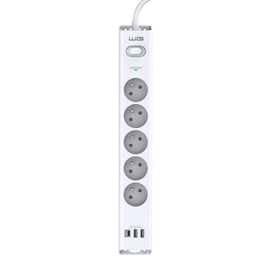 Winner Group - Protezione contro le sovratensioni 5Z + 2xUSB-A + 1xUSB-C bianco