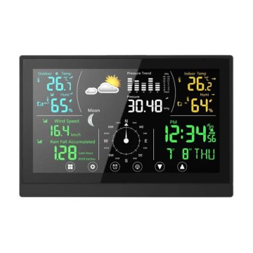 Winner Group - Stazione meteo touchscreen con display LCD a colori 5V/3xAAA + 6xAA
