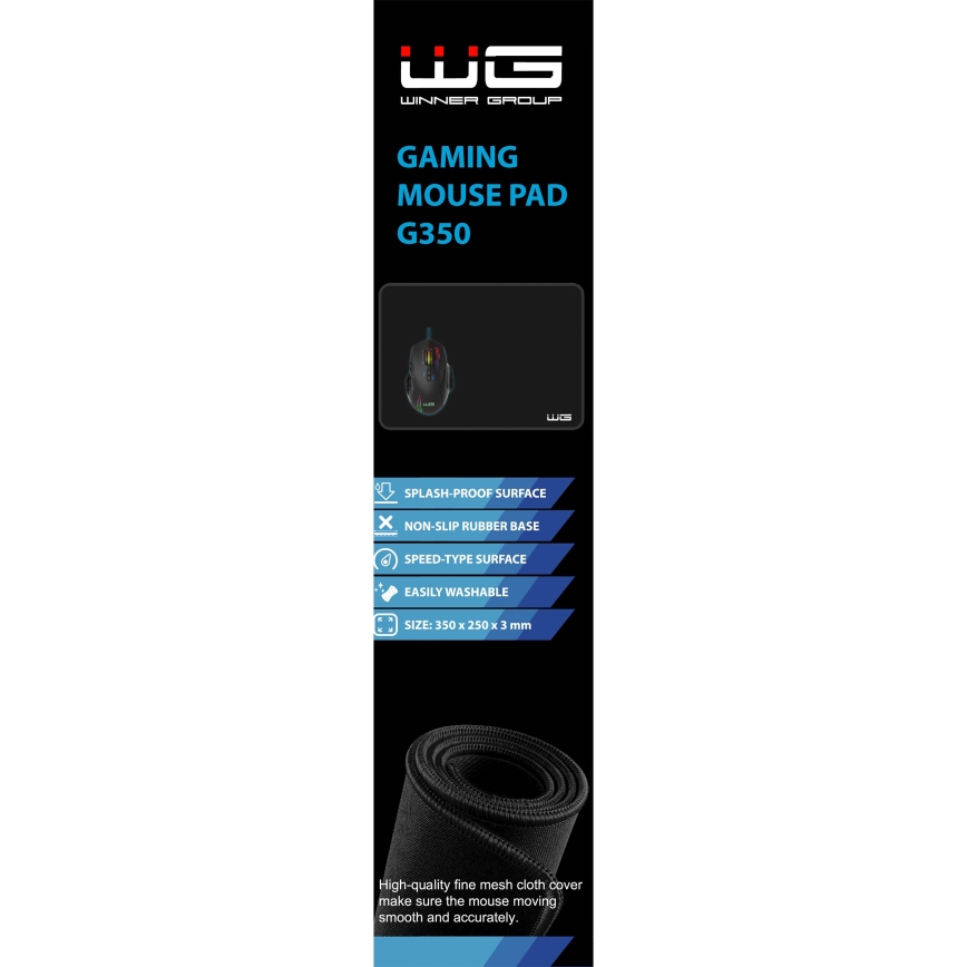 Winner Group - Tappetino per mouse da gioco 35x25 cm nero