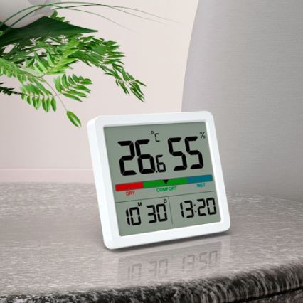Winner Group - Termometro digitale con display LCD e misuratore di umidità 2xCR2032 bianco