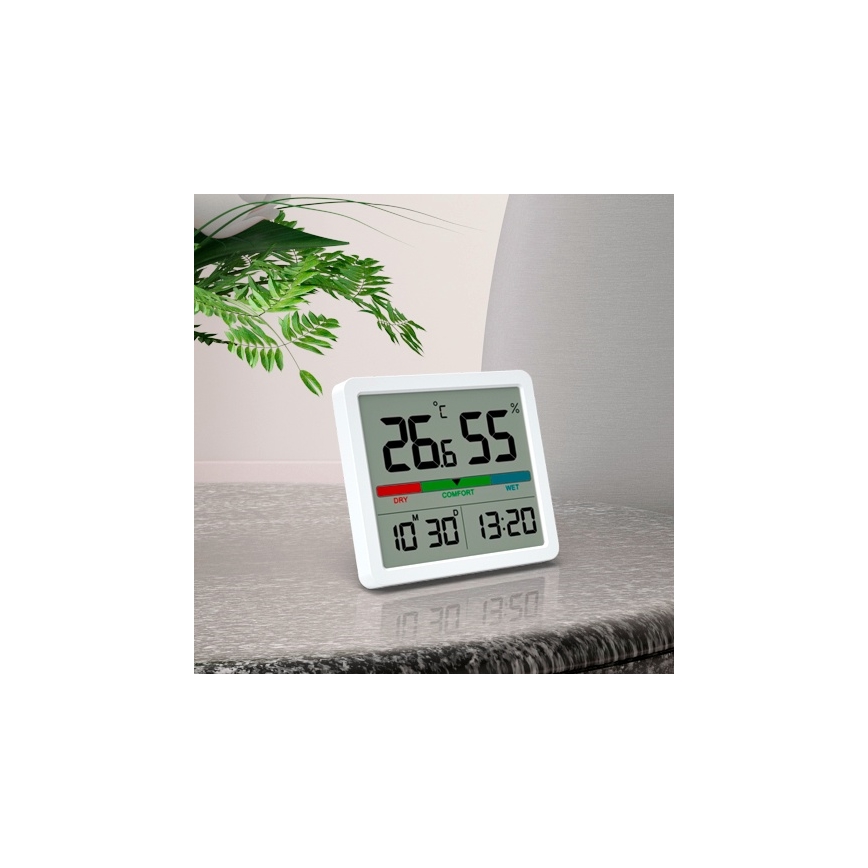 Winner Group - Termometro digitale con display LCD e misuratore di umidità 2xCR2032 bianco