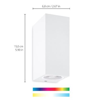 WiZ - Applique LED RGBW dimmerabile UP&DOWN 2xGU10/4,7W/230V 2200-6500K Wi-Fi CRI 90 bianco