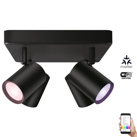 WiZ - Faretto LED RGBW Dimmerabile IMAGEO 4xGU10/4,9W/230V 2200-6500K Wi-Fi CRI 90 nero