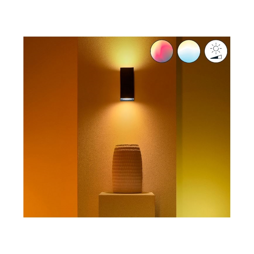 WiZ -LED RGBW Applique dimmerabile UP&DOWN 2xGU10/4,7W/230V 2200-6500K Wi-Fi CRI 90 nero
