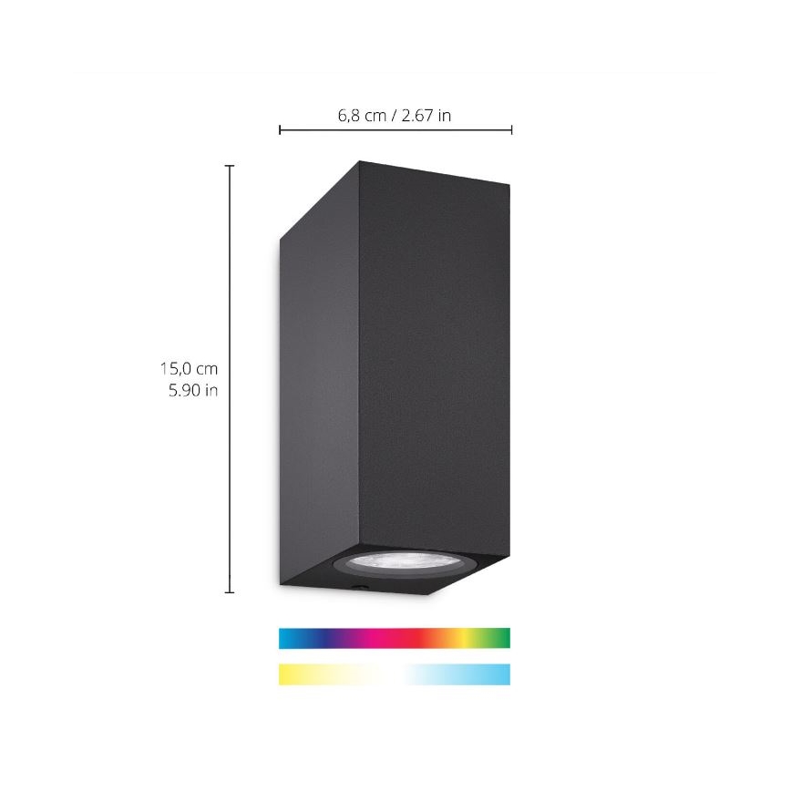 WiZ -LED RGBW Applique dimmerabile UP&DOWN 2xGU10/4,7W/230V 2200-6500K Wi-Fi CRI 90 nero