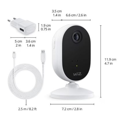 WiZ - Set per monitoring the household: 1x camera + 3x LED RGB lampadina A60 E27/8,5W/230V Wi-Fi