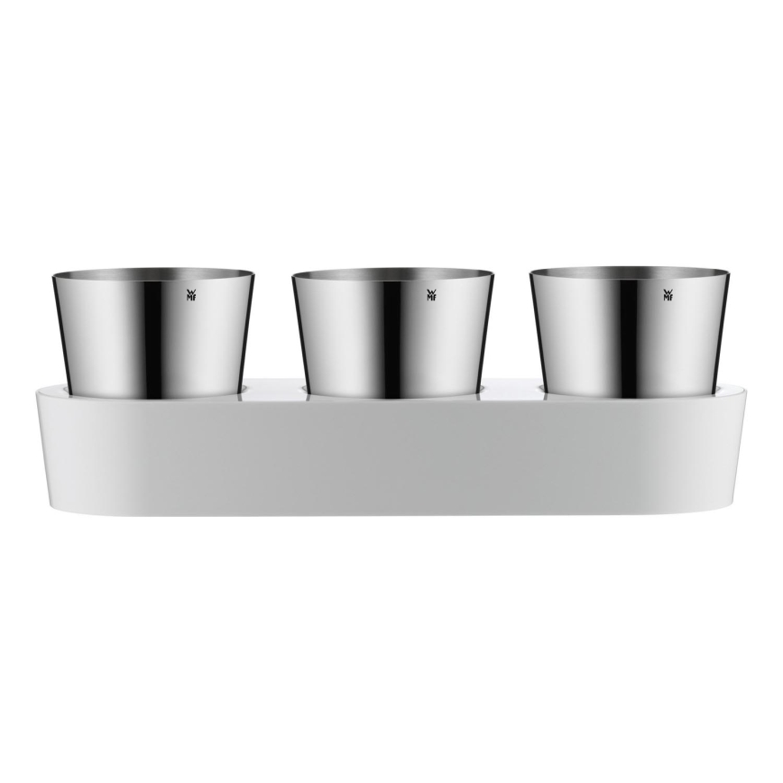 WMF - Vaso per erbe aromatiche autoinnaffiante 3pz GOURMET bianco/acciaio inossidabile