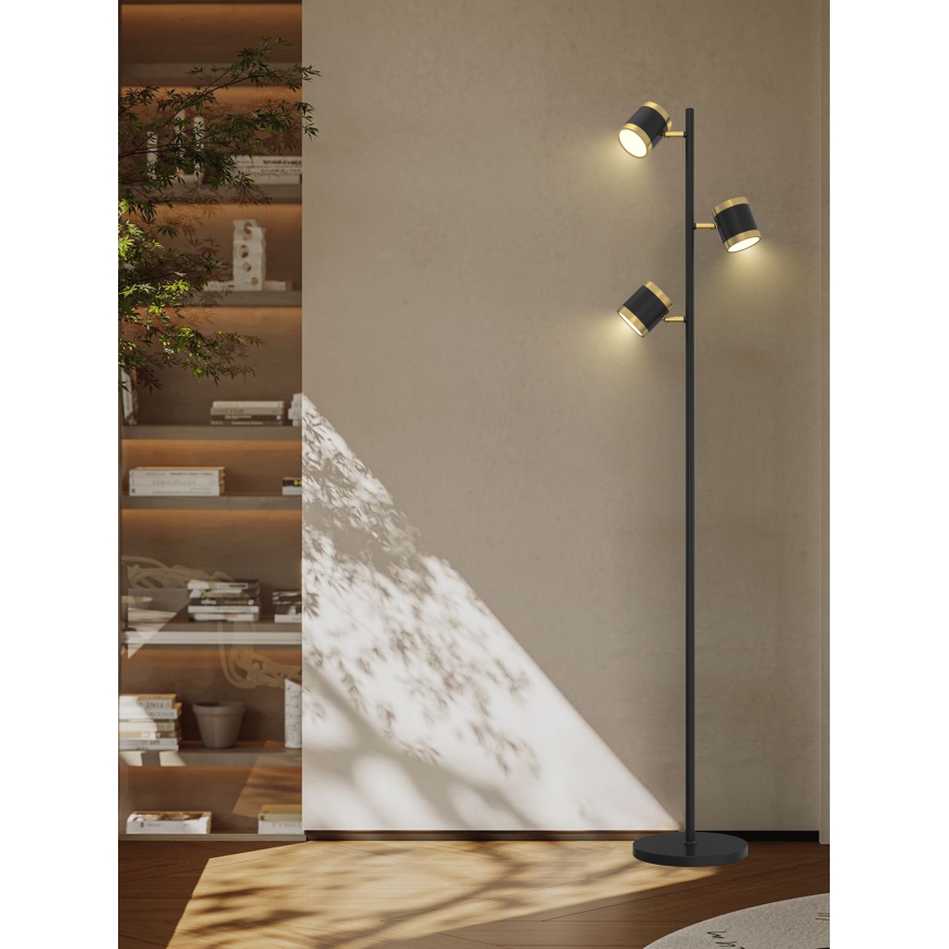 Wofi 3003-304S - Lampada da terra dimmerabile a LED TOULOUSE 3xLED/7W/230V nero/oro