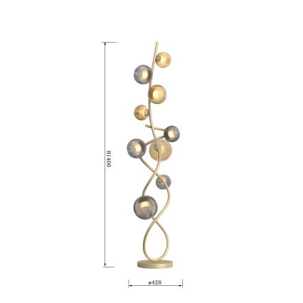 Wofi 3015-904 - Lampada LED da terra METZ 9xG9/3,5W/230V oro/grigio