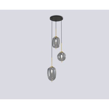 Wofi 5007-302 - Lampadario a sospensione con filo BELLEVILLE 3xE14/40W/230V nero/oro