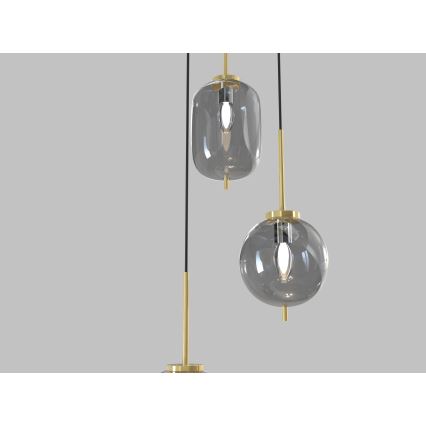 Wofi 5007-302 - Lampadario a sospensione con filo BELLEVILLE 3xE14/40W/230V nero/oro