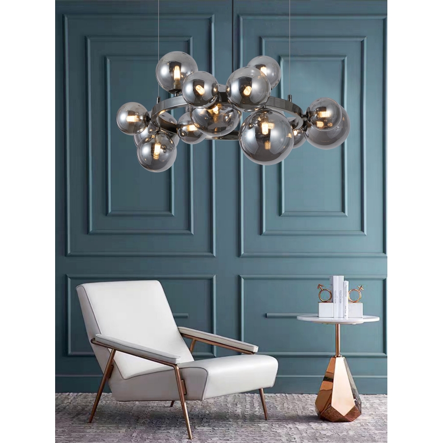 Wofi 5014-1505W - Lampadario LED a sospensione con filo VILLA 15xG9/3W/230V nero