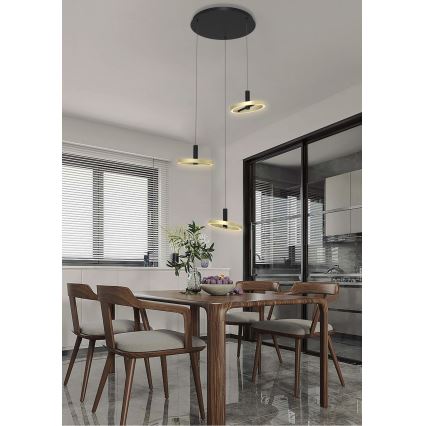 Wofi 5016-304 - Lampadario a sospensione con filo LED dimmerabile BREST LED/26W/230V nero/oro